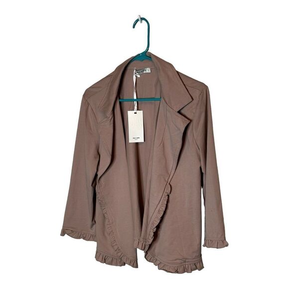 NWT Grace Karin Womens Open Front Cotton Stretch Cardigan Ruffle Trim XL Pink - Picture 1 of 6